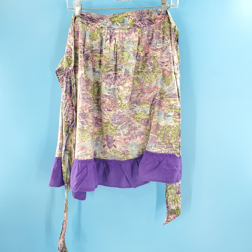 Vintage hand-made apron purple trim - Picture 2 of 6
